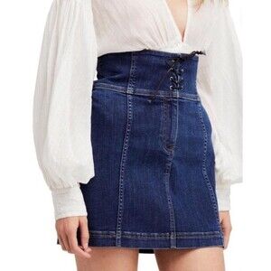 Free People Women's High waisted Denim Mini Skirt Size 4